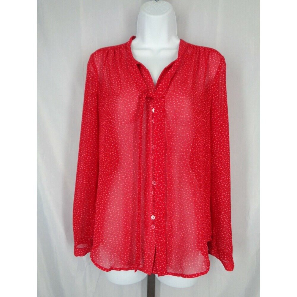 Coincidence & Chance Tie Neck Sheer Blouse Top Size Small ? No Size Tag